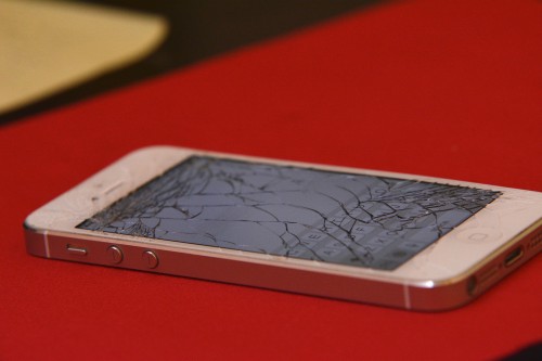 A cracked iPhone screen after a bad breakup.