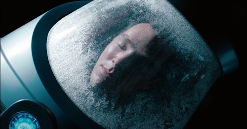 A man is hibernating in a cryo chamber, the ultimate air conditioner.