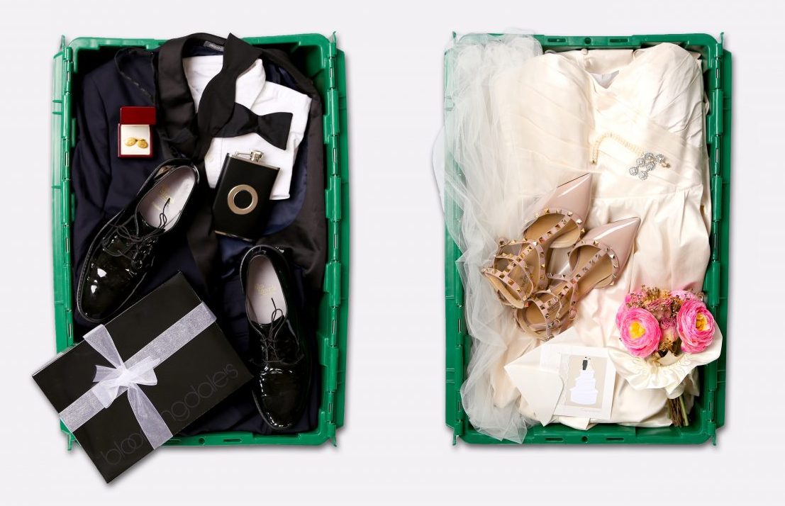 Clutter wedding dress and tuxedo storage bin