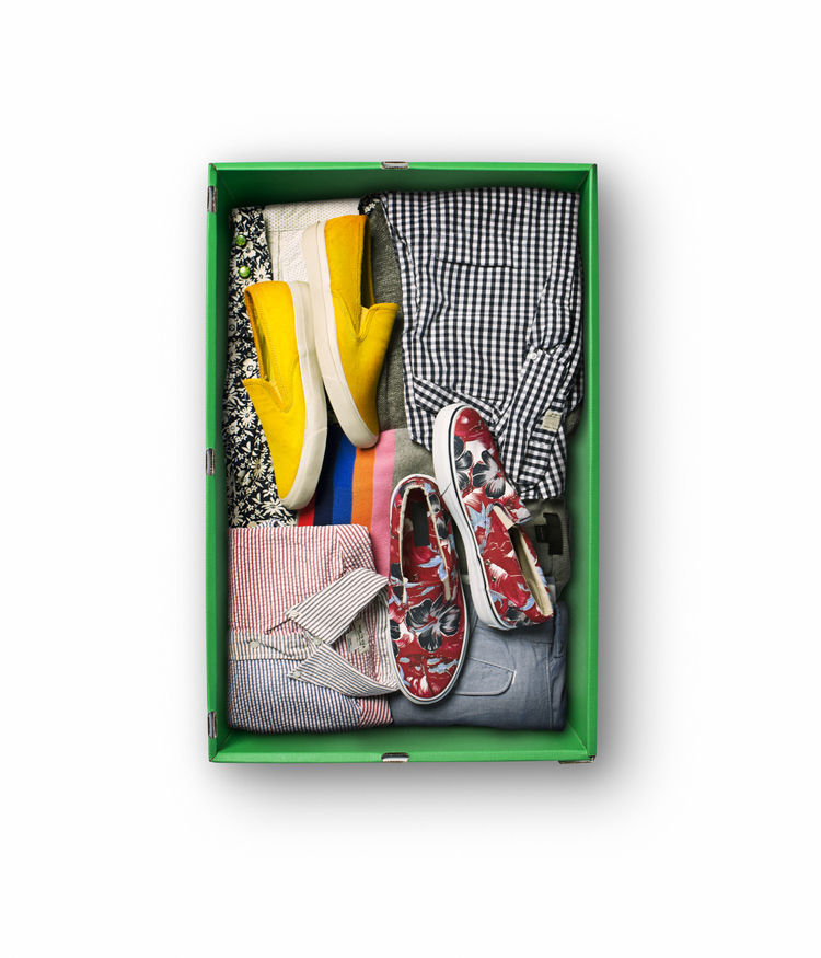 nick wooster's Clutter air storage box stores summer clothes and shoes