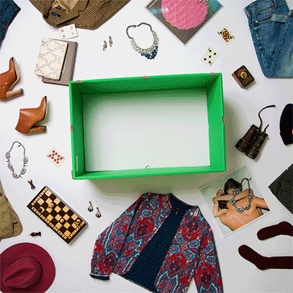 BaubleBar's self-packing MakeSpace Air box, which is used for jewelry, hat, shoe, and clothes storage.