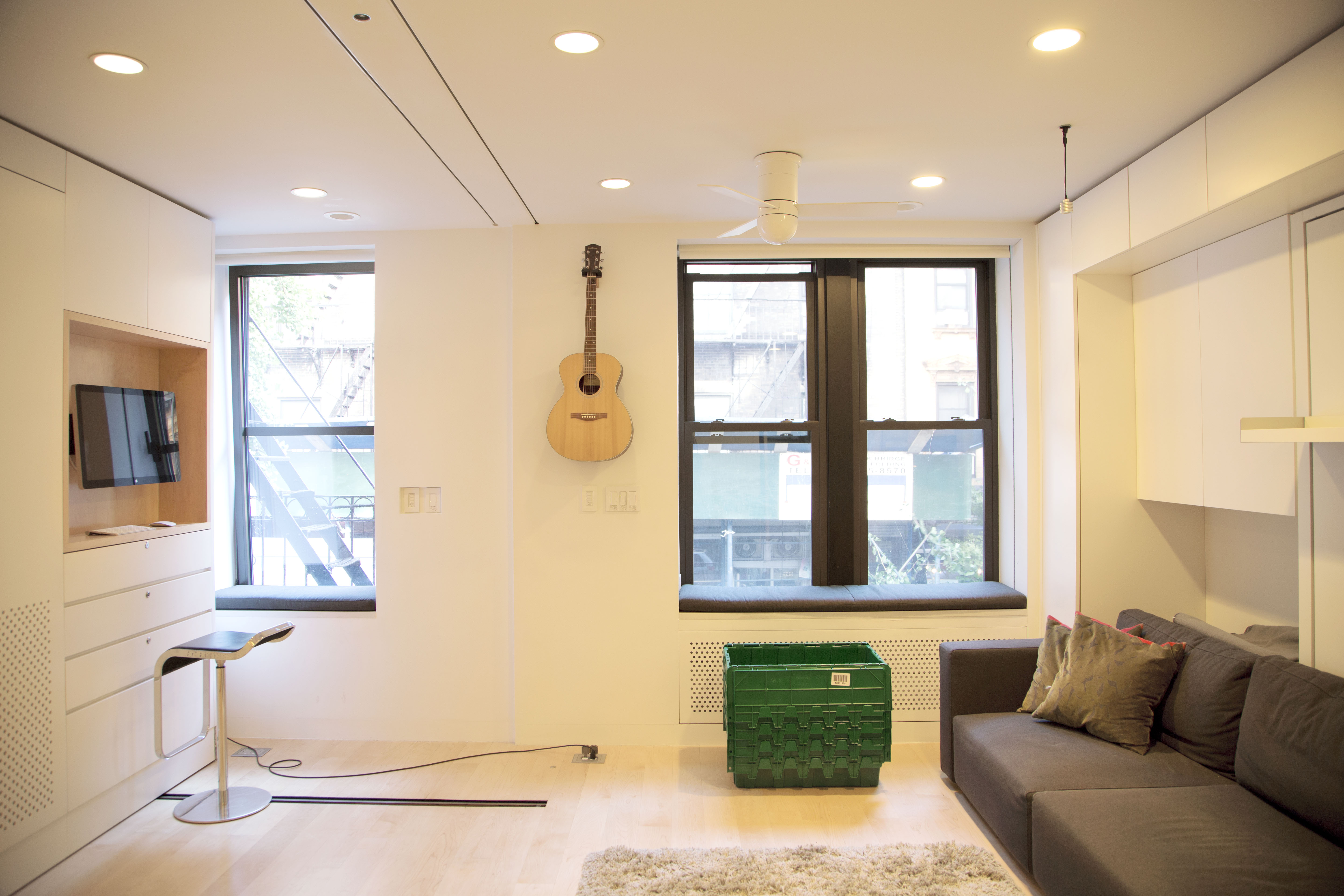 The interior of Graham Hill's 420 sq ft micro-apartment in SoHo.