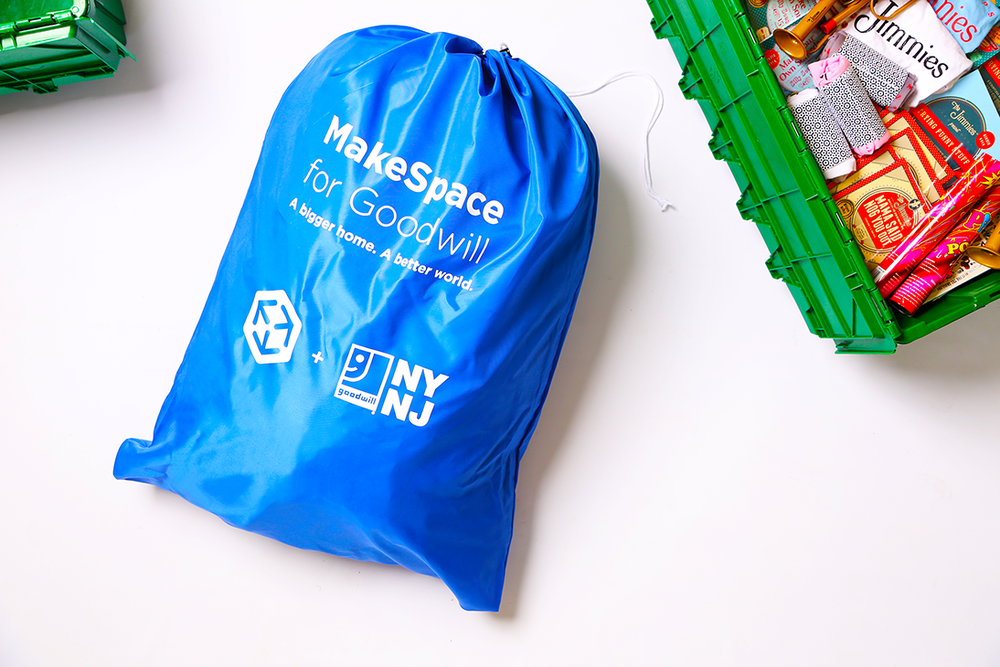 Schedule a MakeSpace appointment for storage in NYC, Chicago, or DC and get a Goodwill donation bag with your bins.