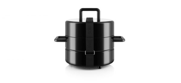black, portable, and charcoal eva solo to go grill with carrying strap