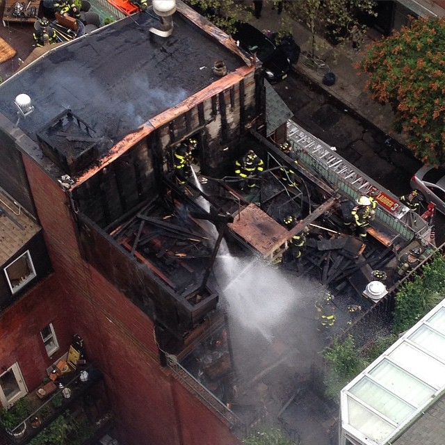 The famous East Village rooftop cottage burned down.