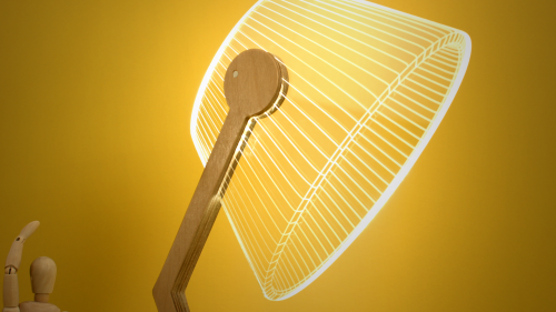 A closeup of Studio Cheha's 2D/3D ZIGGi BULBING lamp.