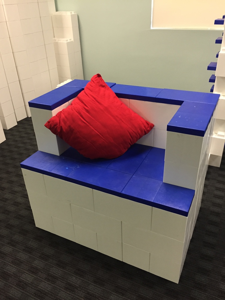 This chair is made of EverBlocks, which look and behave like life-size LEGOs.