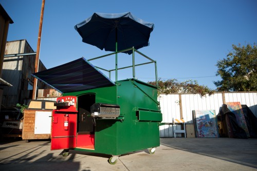 The front exterior of Gregory Kloehn's Williamsburg dumpster apartment in Brooklyn NYC.