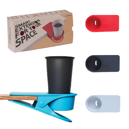 A DrinKlip Uni can be used to store your coffee cup at work.