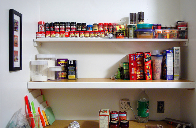 Moving from a house to an NYC apartment? DIY kitchen storage shelves.