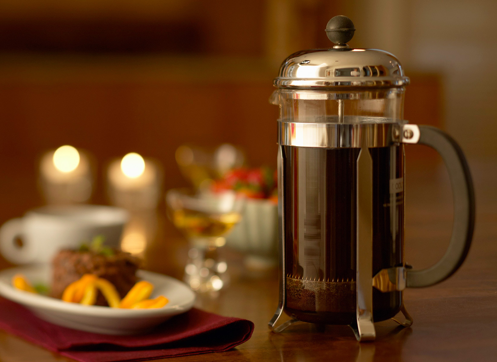 A French press saves space in a small kitchen.