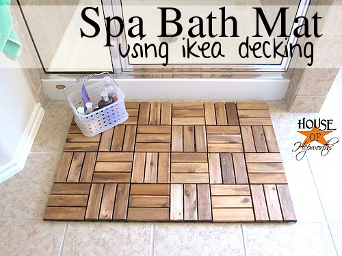Upcycling a Runnin floor decking into a spa bath mat is a creative IKEA hack.