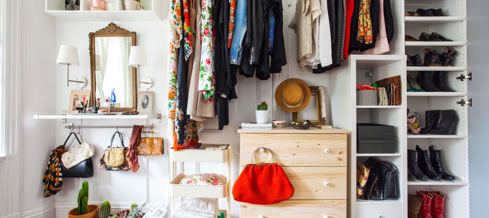 A DIY closet made with IKEA hacks.