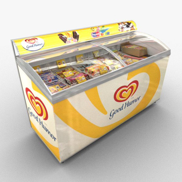 A Good Humor ice cream freezer filled with assorted ice cream and popsicles.