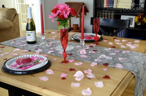Romantic dinner setup in a small apartment