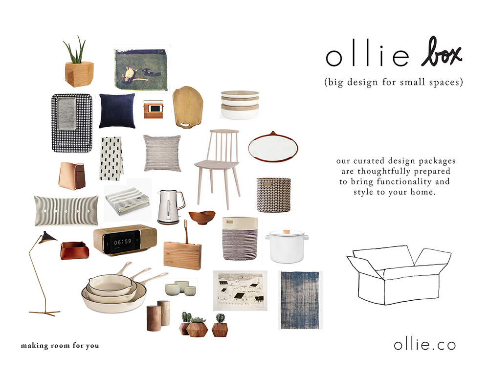 Ollie Box is a curated design package of accent items that Ollie curates and delivers to your door.