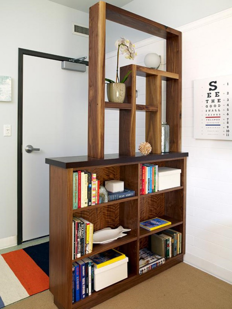 Easy book storage hack: DIY a bookshelf into a room divider.