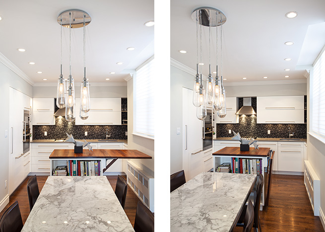 A foldable prep station counter in a Prospect Heights, Brooklyn apartment.