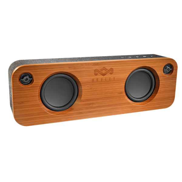 A small bamboo Get Together portable audio system by House of Marley