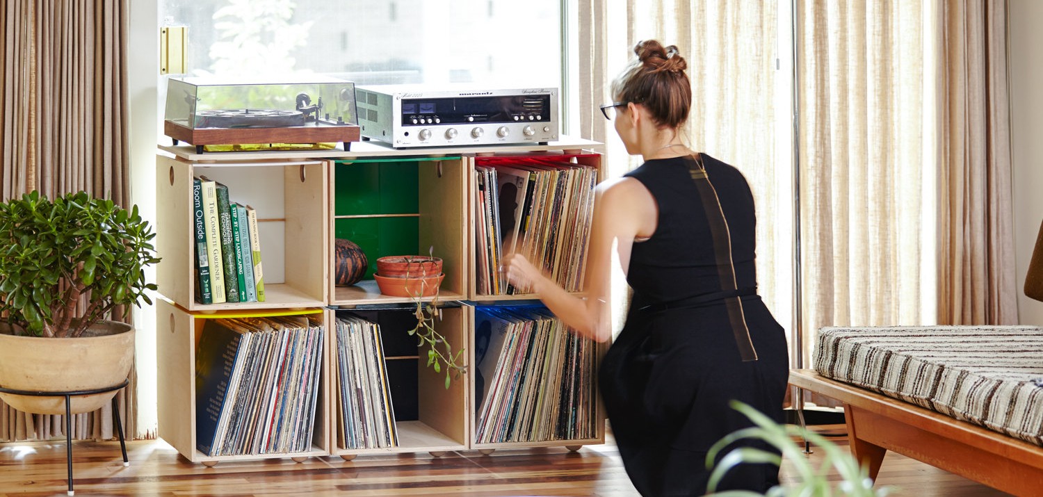 stackable vinyl record storage cubes