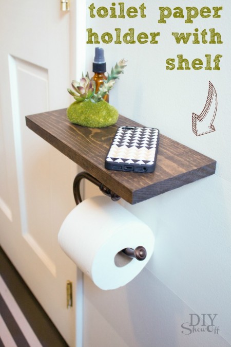 a toilet paper holder and shelf by diy show off