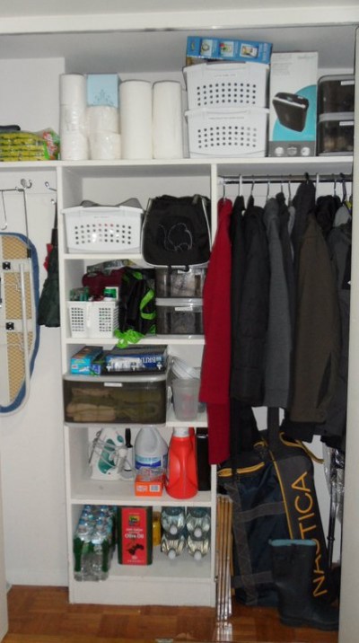 A decluttered hall closet by New York City-based Cut The Clutter.
