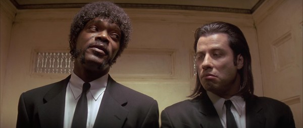 samuel l jackson aka "jules winnfield" and john travolta aka "vincent vega" from pulp fiction