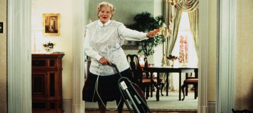 mrs. doubtfire vacuuming to aerosmith's "dude (looks like a lady)"