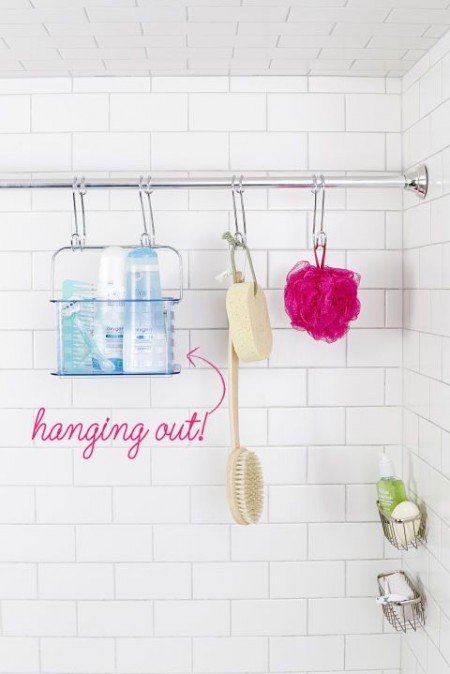 Adhesive Shampoo Shower Cap Storage Rack Organizer Towel Holder Bathroom Shelf 