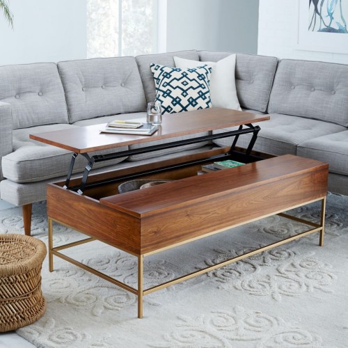 walnut/antique brass storage coffee table from west elm