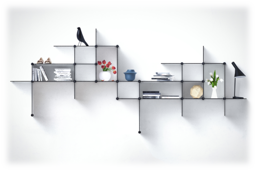 customizable up the wall shelves from bent hansen