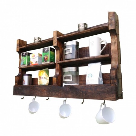 Reclaimed wood coffee and tea wall shelf from (del)Hutson Designs