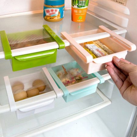 cute fridge storage solution: tiny pull-out drawers
