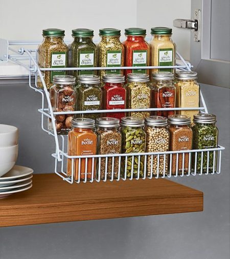 cheap kitchen cabinet storage solution: pull-out spice rack with 3 shelves