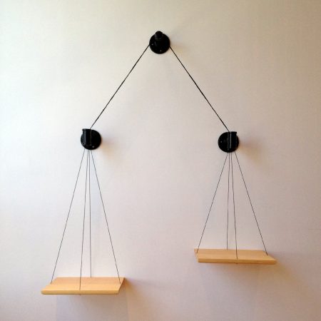 wall-mounted balance bookshelf by cush design studio on etsy