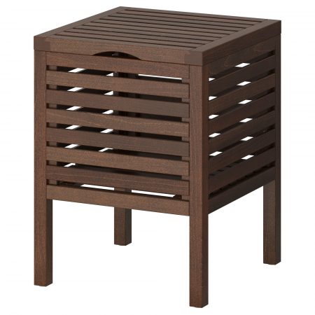dark brown ikea molger storage stool designed by richard clack