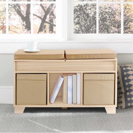 Real Simple 3-Cube Split-Top Bench Storage Unit as a bedroom reading nook