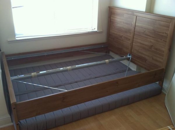 disassemble bed frame and headboard before cleaning, moving, and storing them
