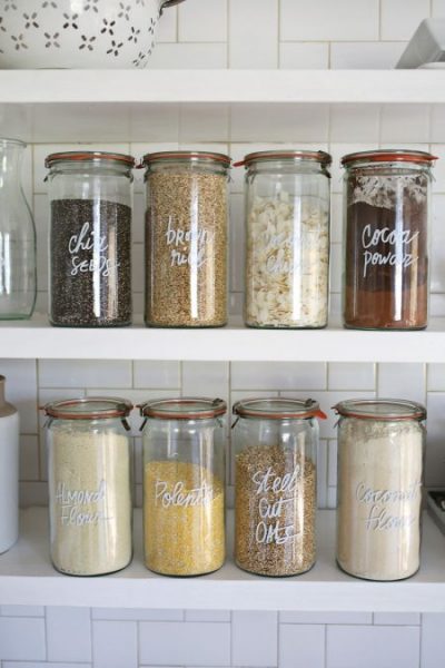 weck jars kitchen storage idea for spices, snacks, seasonings, seeds, herbs, and other cooking ingredients