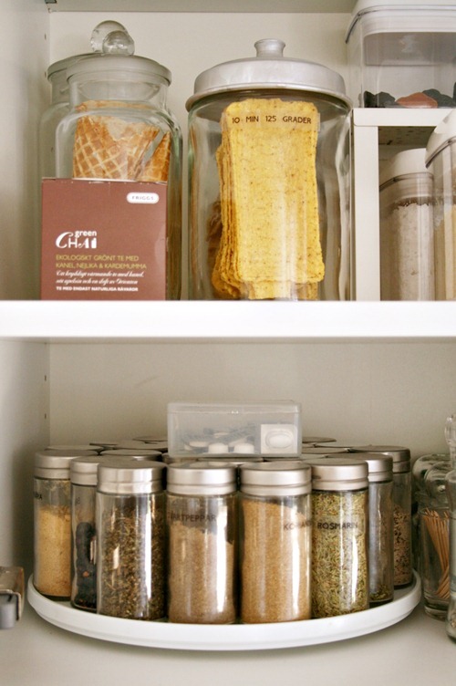 lazy susan spice rack organizes the pantry
