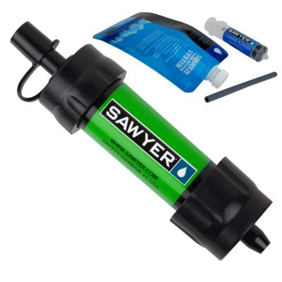 packing a sawyer mini water filtration system lets you filter and drink purified water while you're hiking