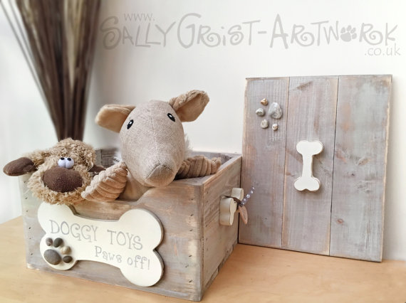 handmade softwood dog toy box by sally grist