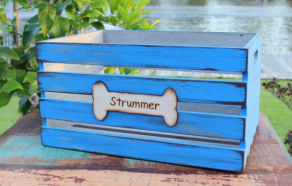 wooden dog toy box personalized dog