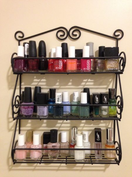 wall-mounted nail polish spice rack