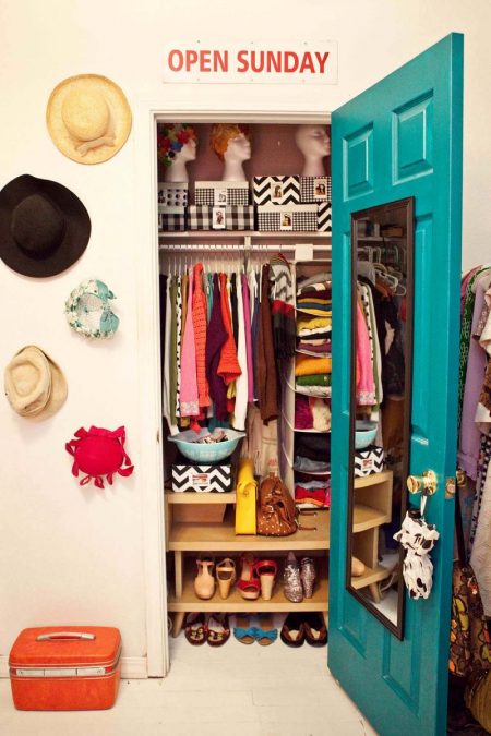 most-worn clothes stored at eye level in a small closet