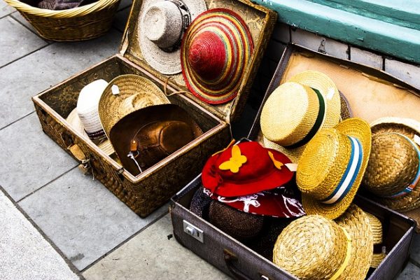 hat storage idea: store them inside suitcases