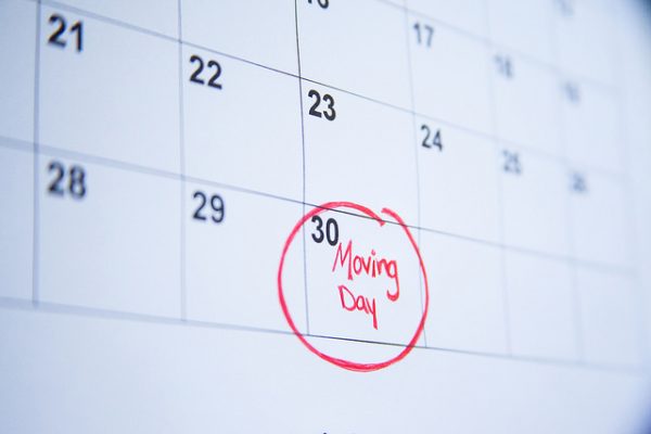 moving day circled in red on a calendar