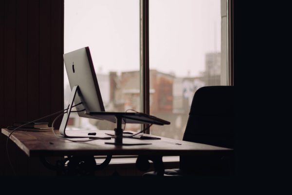 empty workspace with an apple imac