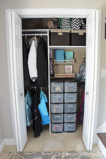 organized entryway closet