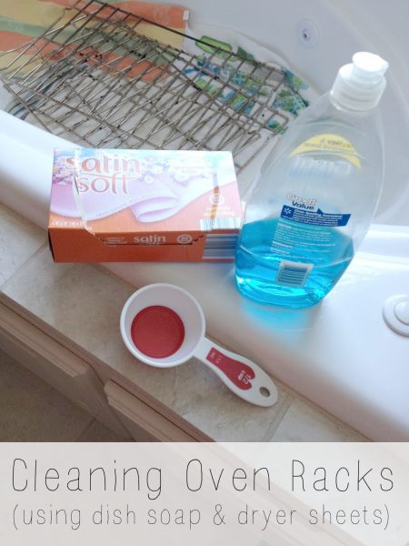 cleaning oven racks using dish soap and dryer sheets